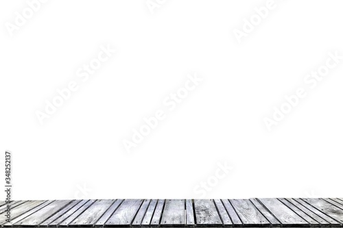 Old wooden background for montage or product presentation.Wood table isolate on white background, wood floor - Can used for display or montage or mock up your products.