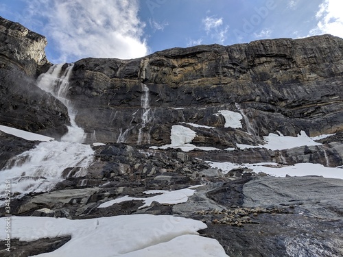 frozen waterfall in jasper park, canada photo