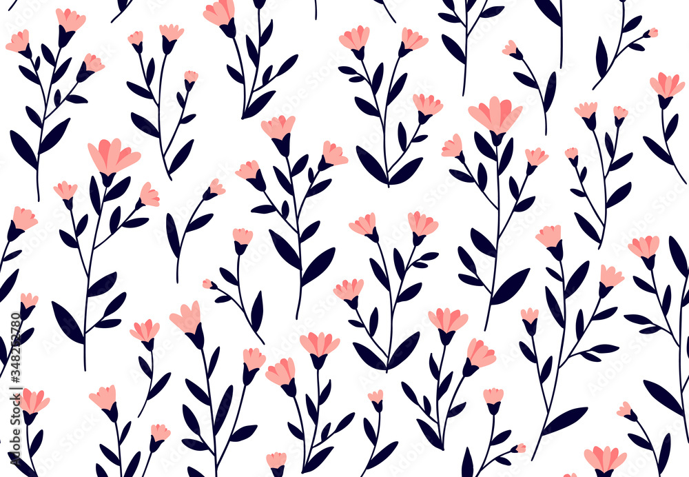 Floral pattern. Seamless vector texture with flowers for fashion prints or wall paper. Hand drawn style, light background. Floral pattern. Seamless vector texture with flowers for fashion prints or wall paper. Hand drawn style, light background.