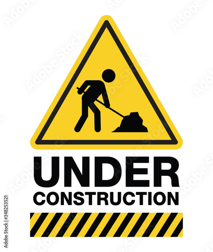 Under construction sign, a man digging ground icon, vector design.