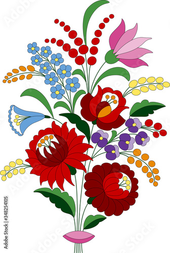 Flower bouquet embroidery folk pattern