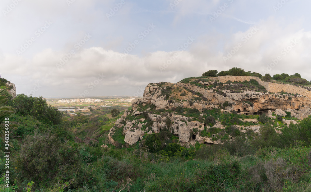 Landscape with the city of Marr in Malta