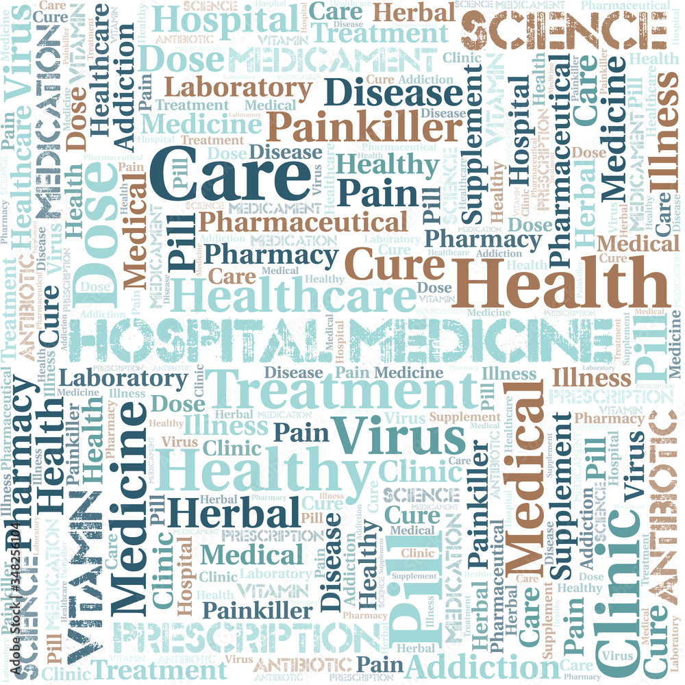 Hospital Medicine word cloud collage made with text only.