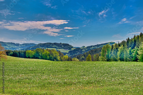 Summer landscape with mountains and blue sky photo