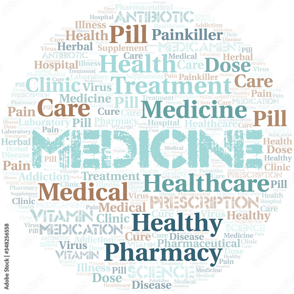 Fototapeta premium Medicine word cloud collage made with text only.