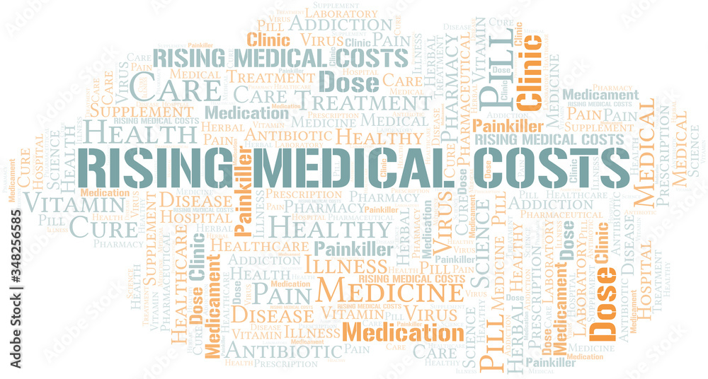 Rising Medical Costs word cloud collage made with text only. Rising Medical Costs word cloud collage made with text only.