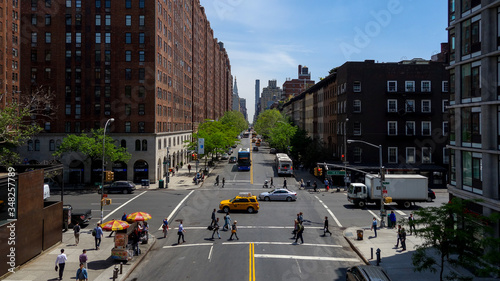 Canvas Print New York City Manhattan sunny day view of building, USA, new york city way of li