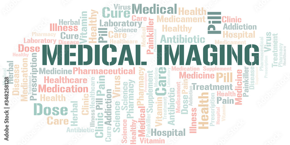 Medical Imaging word cloud collage made with text only.