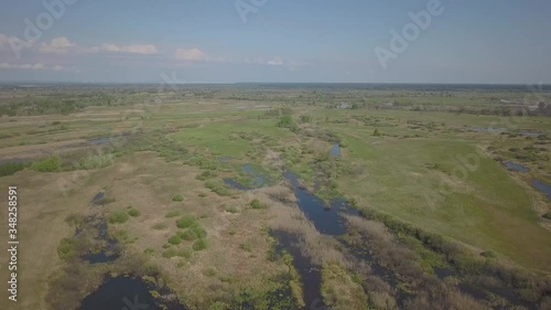Drone 4k Footage View. Aerial Landscape, Rivers, Lakes.	
