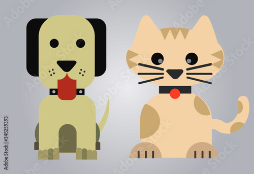 Mascotas de hogar perro y gato vectores Ilustración formas