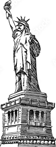 Vintage statue of liberty, Vector Sketch of a 19th century engraving