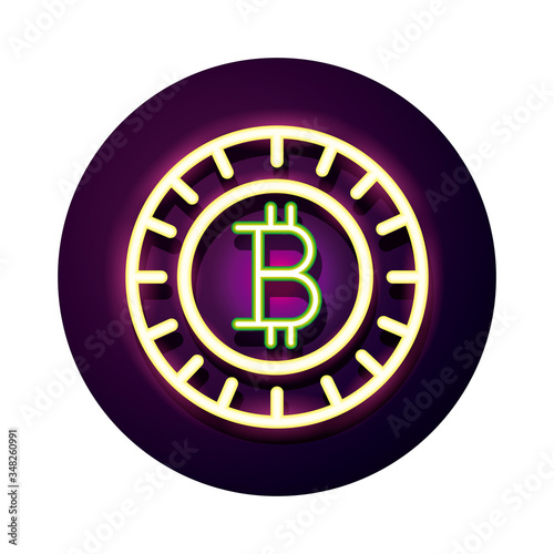 bit coin crypto currency neon style icon