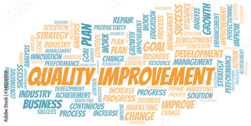 Quality Improvement word cloud collage made with text only.