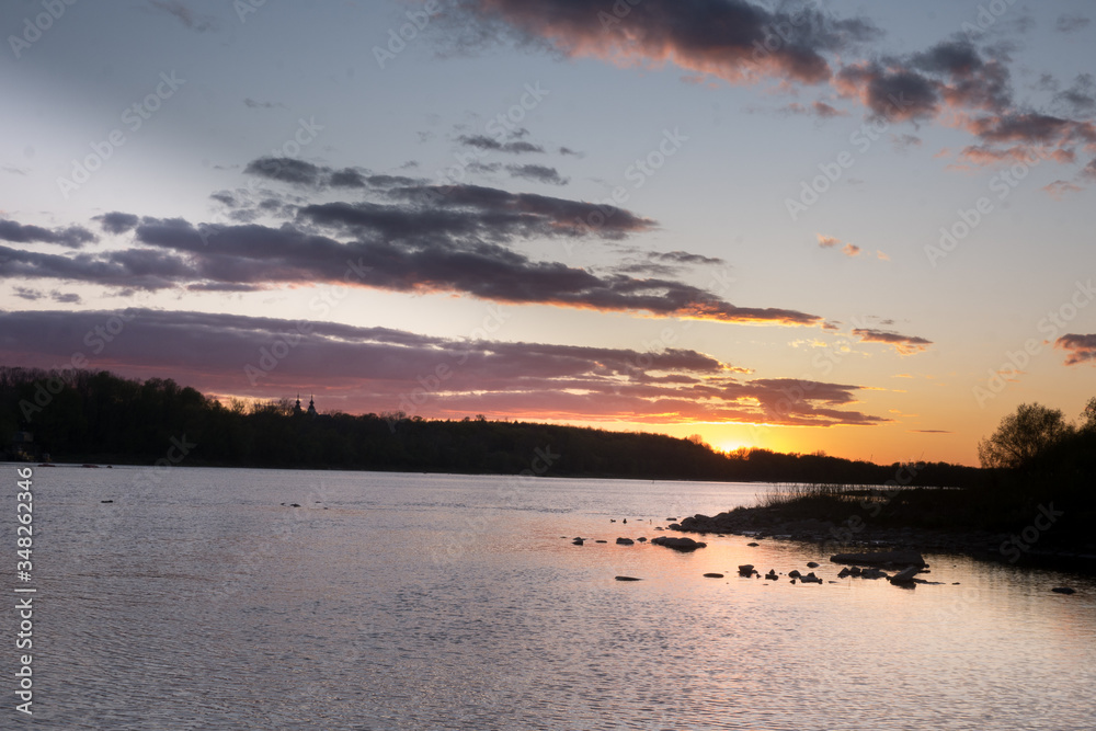 sunset over the river Wisła