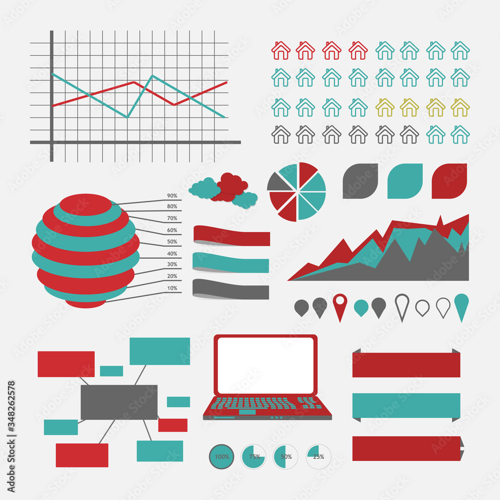 Design infographic set. Web infographics chart symbols. Jpeg illustration of flat design elements for your report