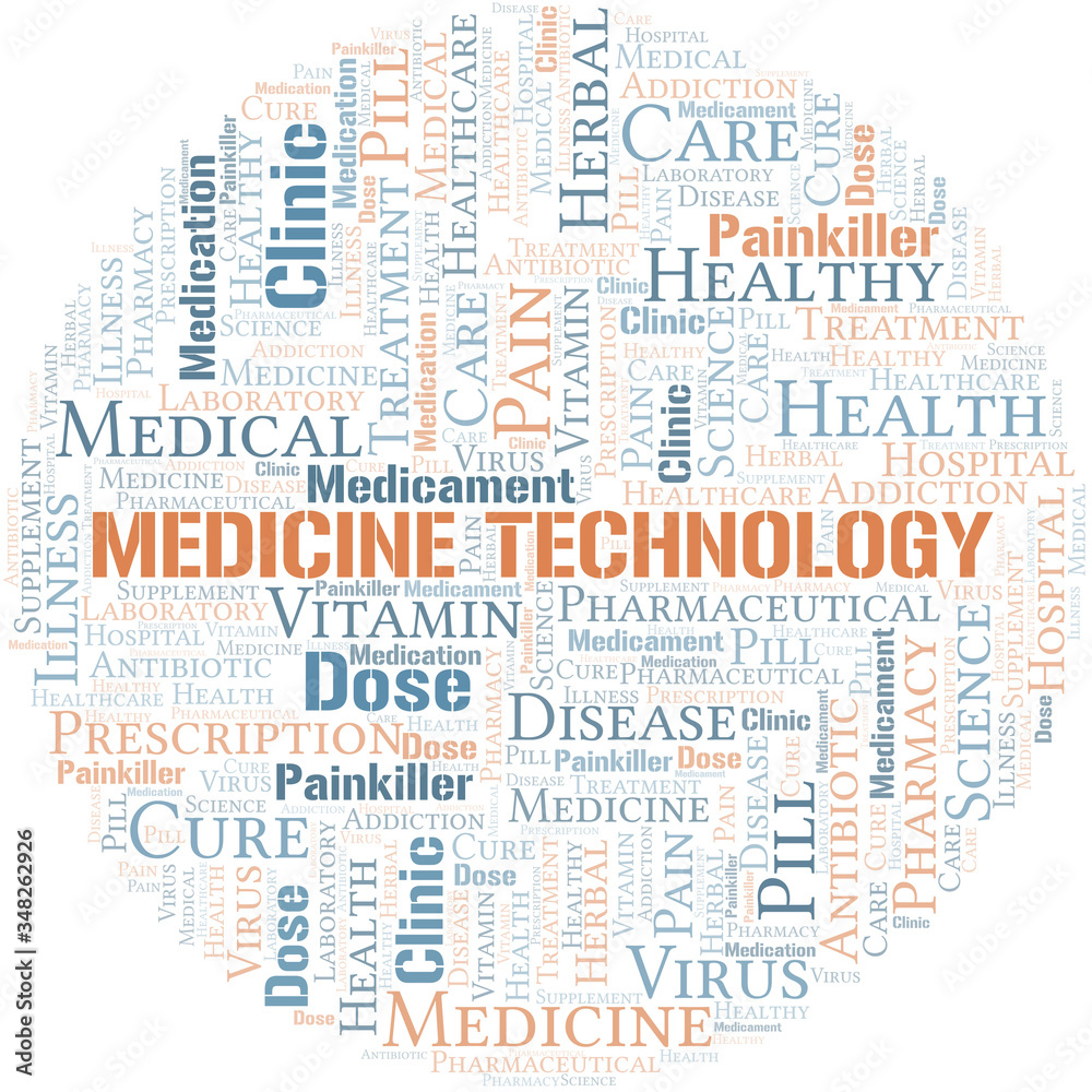 Medicine Technology word cloud collage made with text only.