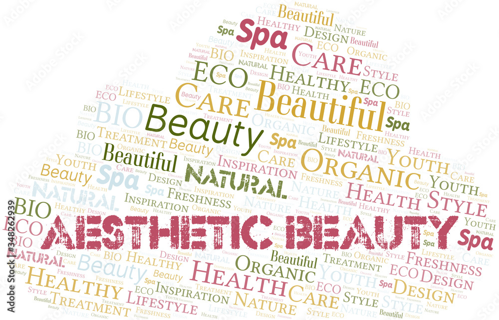 Fototapeta premium Aesthetic Beauty word cloud collage made with text only.