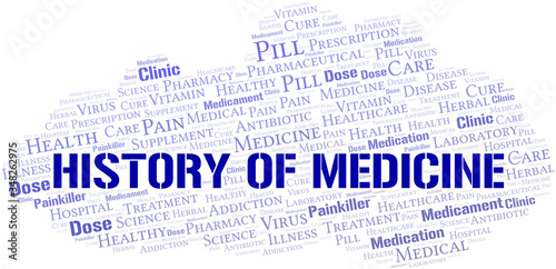 History Of Medicine word cloud collage made with text only.