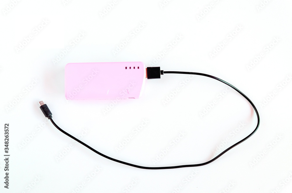 Mini power bank on isolate background . Mini power bank on isolate background .
