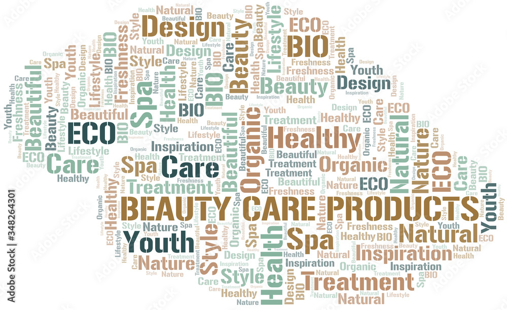 Beauty Care Products word cloud collage made with text only.