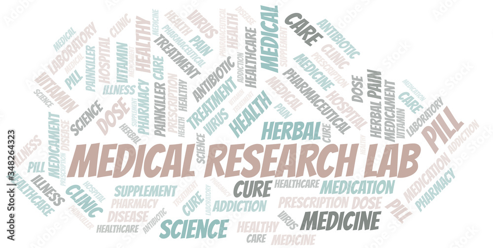 Medical Research Lab word cloud collage made with text only.