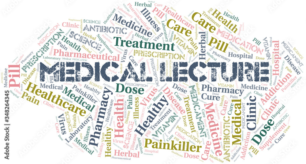Medical Lecture word cloud collage made with text only.