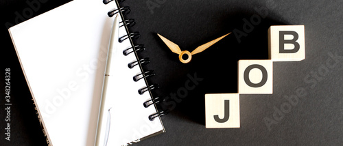 Wallpaper Mural Wood block concept Job on the black background Torontodigital.ca