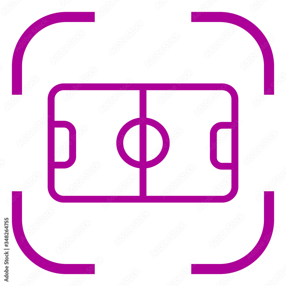 Football, soccer icon in purple focus. White background Football, soccer icon in purple focus. White background