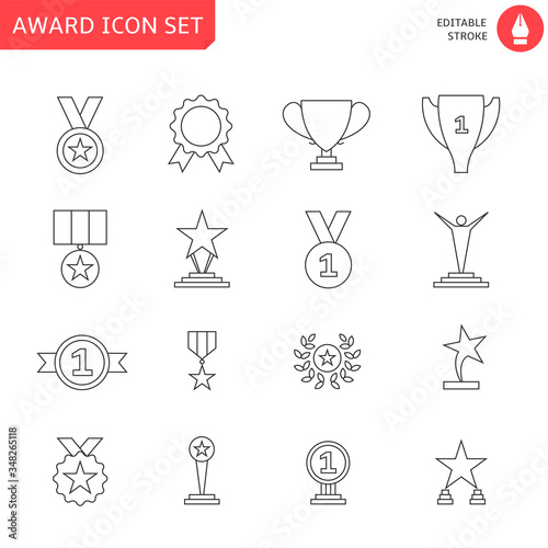 Award line icon set