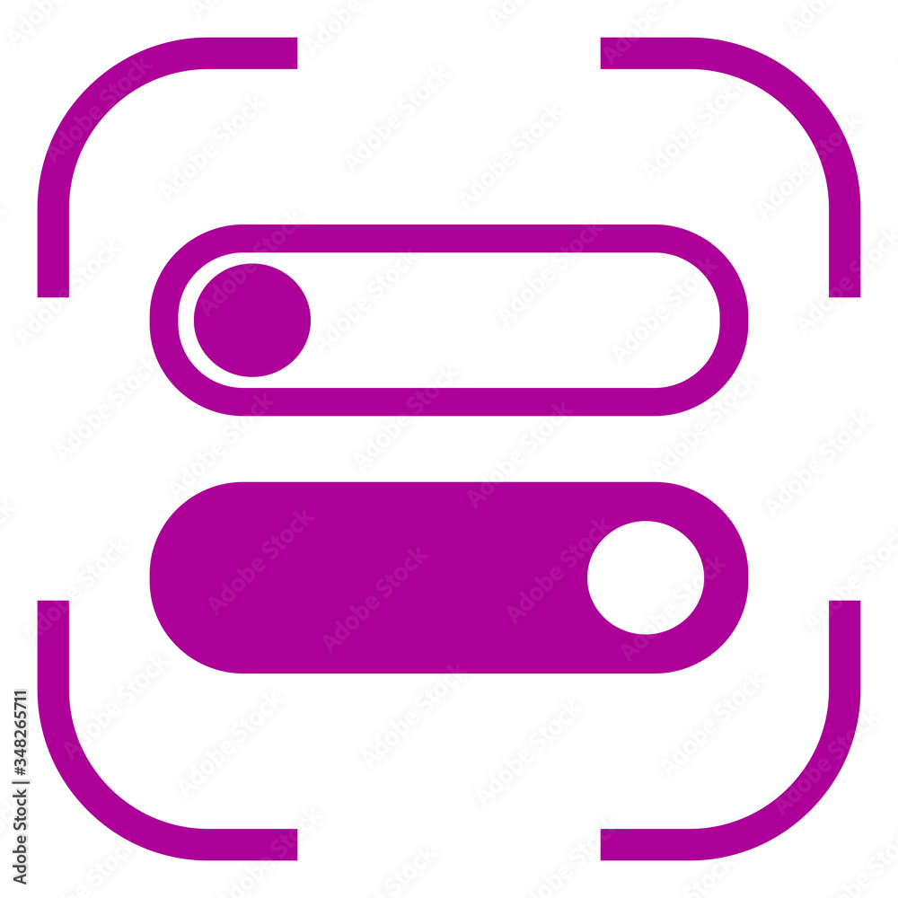 On off, switch icon in focus. White background On off, switch icon in focus. White background