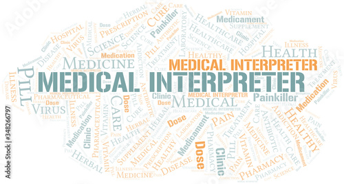Medical Interpreter word cloud collage made with text only.