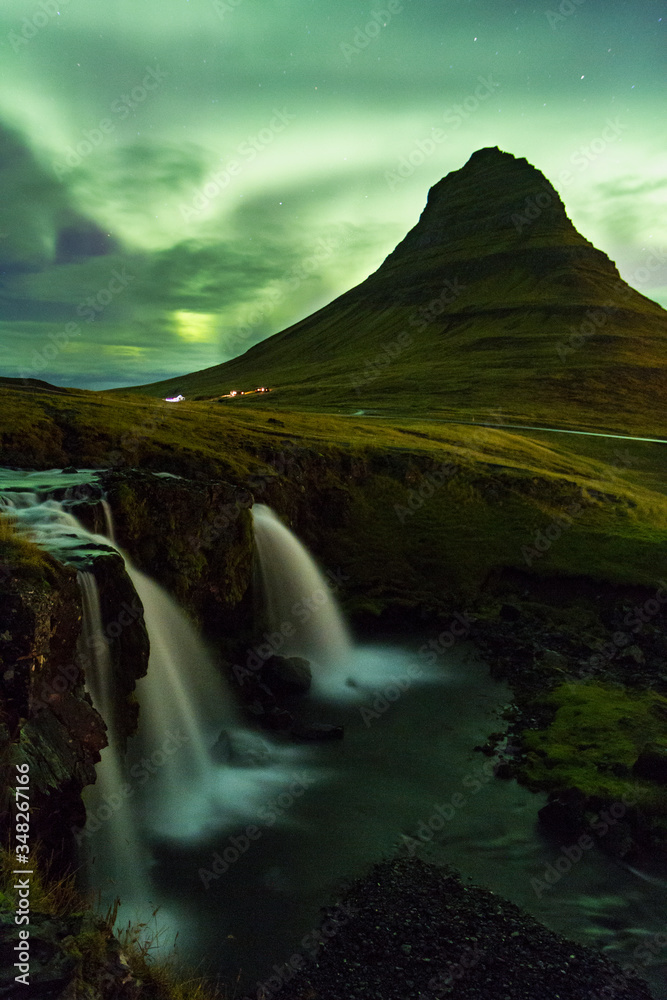 Kirkjufell mountain and kirkjufellsfoss waterfall Kirkjufell mountain and kirkjufellsfoss waterfall