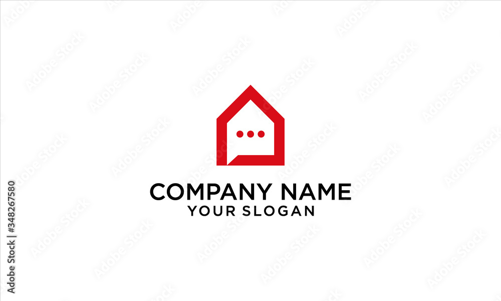 combination of home and chat logo design combination of home and chat logo design
