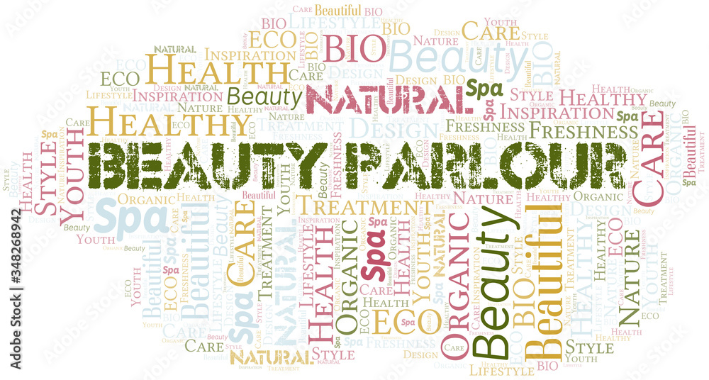 Beauty Parlour word cloud collage made with text only.