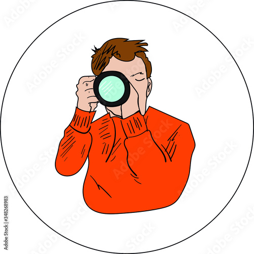 male photographer front view full face shoots master class on camera
