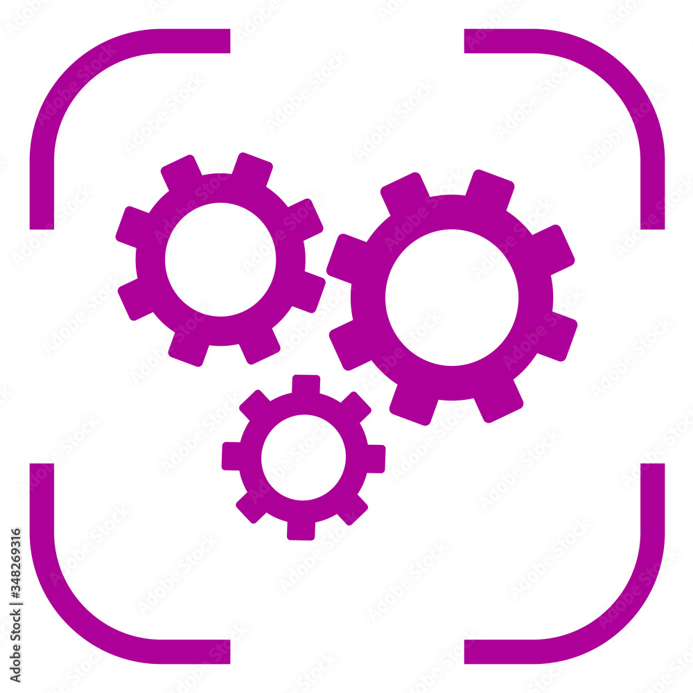 Gears icon vector in focus. White background