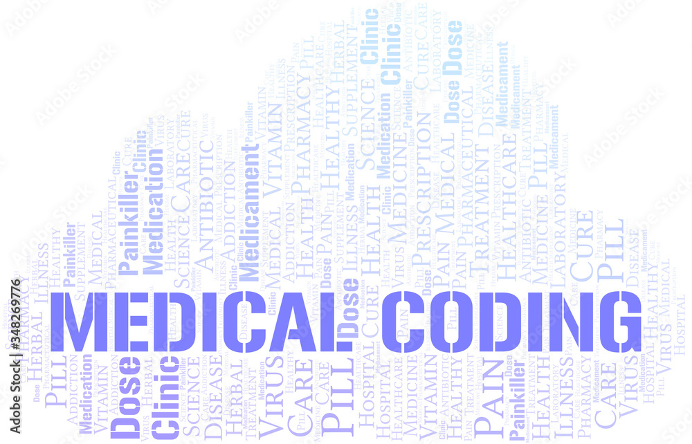Obraz premium Medical Coding word cloud collage made with text only.