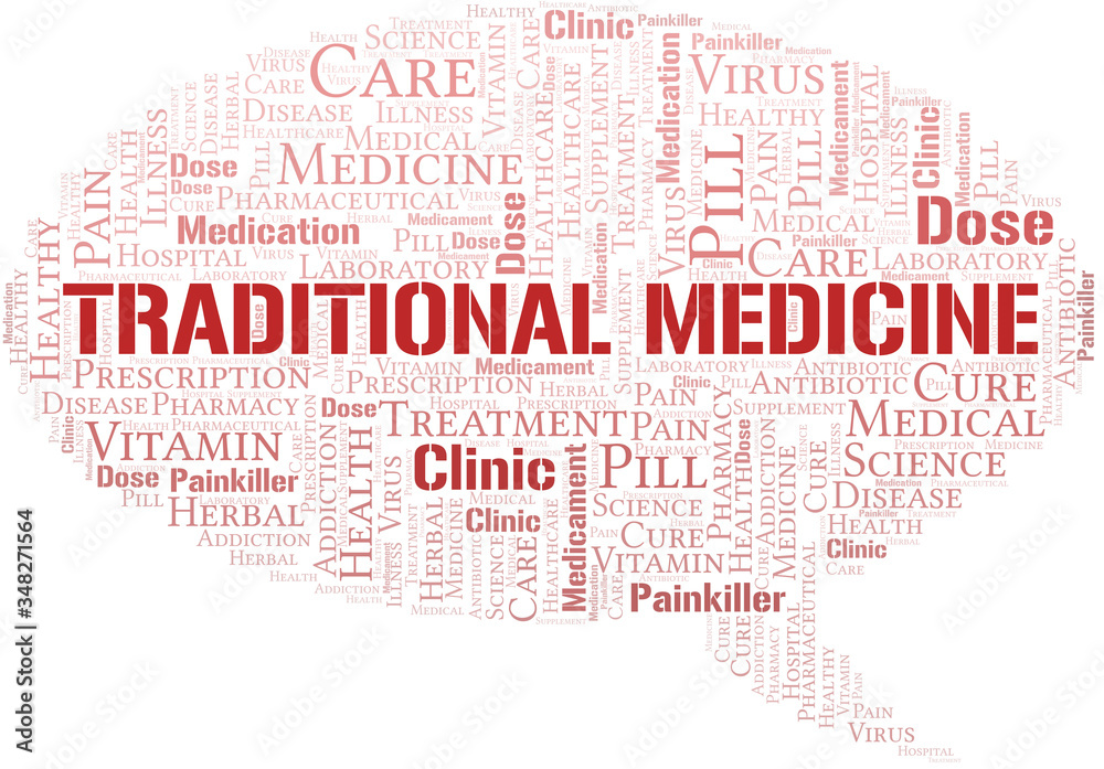 Traditional Medicine word cloud collage made with text only.