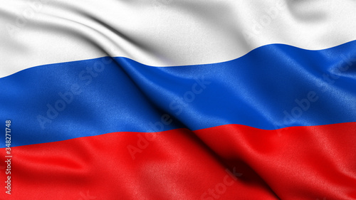 3D illustration of the flag of Russia waving in the wind.