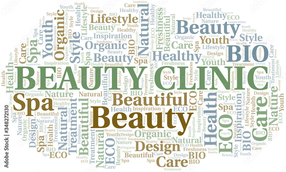 Fototapeta premium Beauty Clinic word cloud collage made with text only.