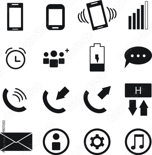Telephone communication vector icon set simple design