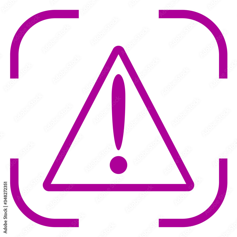 Warning triangle icon in focus. White background Warning triangle icon in focus. White background