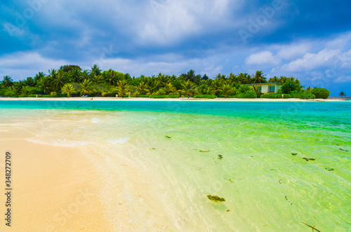 Sandy beach of tropical island in the Maldives