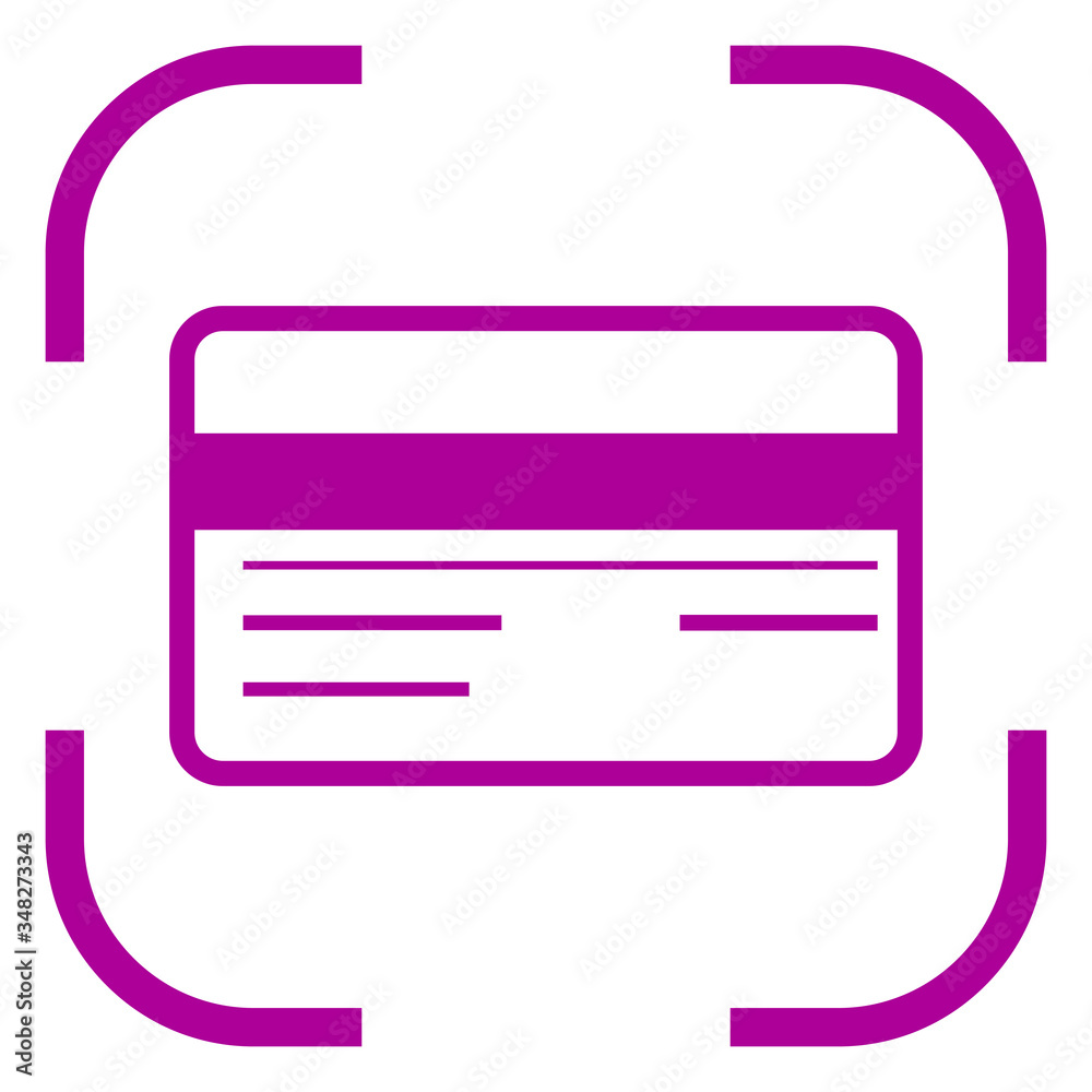 Credit card icon in focus. White background Credit card icon in focus. White background