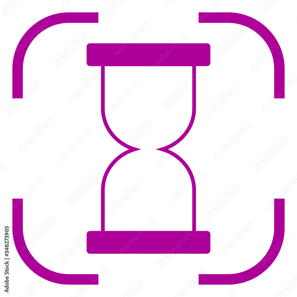 Hourglass icon vector in focus. White background