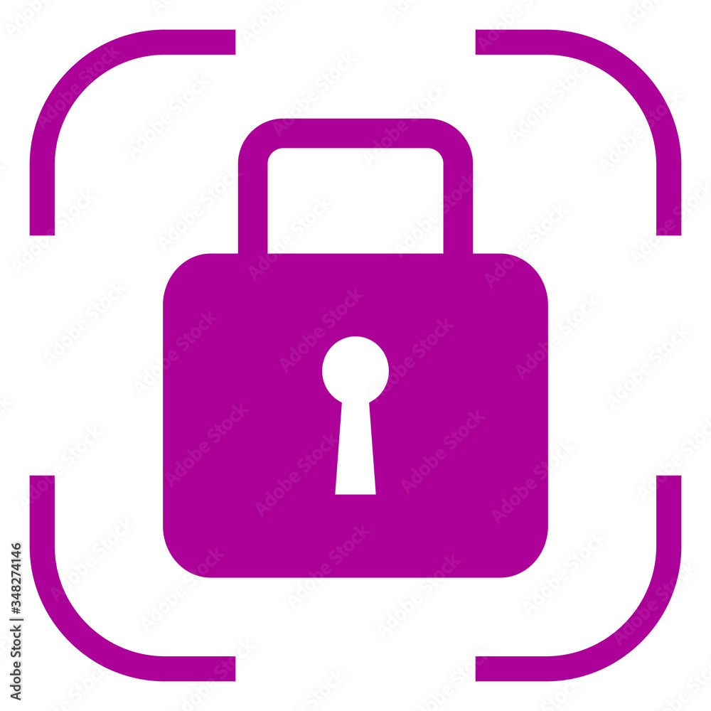 Lock icon in purple focus. White background Lock icon in purple focus. White background