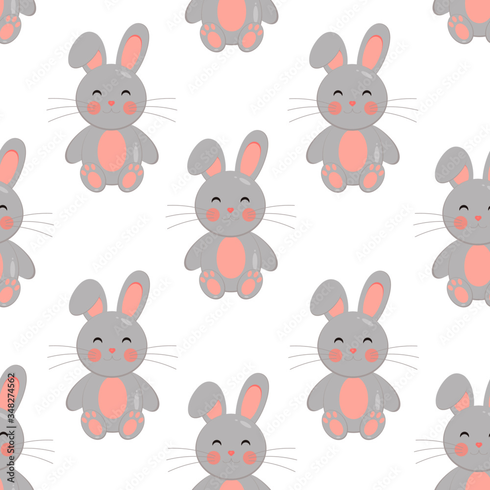 This is a seamless pattern texture of a cute bunny on a white background. Vector wrapping paper. This is a seamless pattern texture of a cute bunny on a white background. Vector wrapping paper.