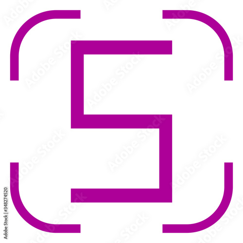 Number five, numeral icon in focus. White background