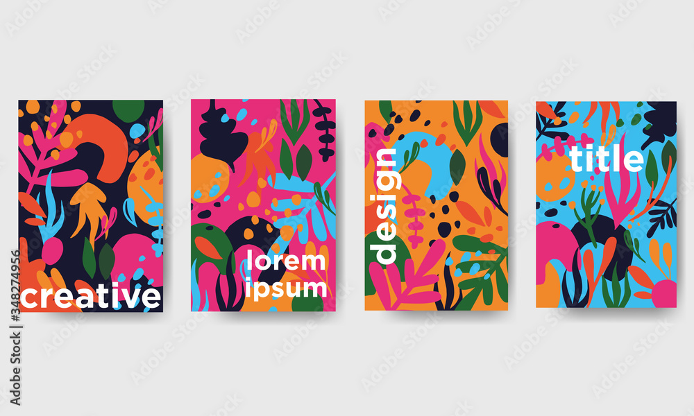 Fototapeta premium Cute floral pattern. Colorful doodles background. Decorative summer abstract. Vector. Hand-drawn elements.