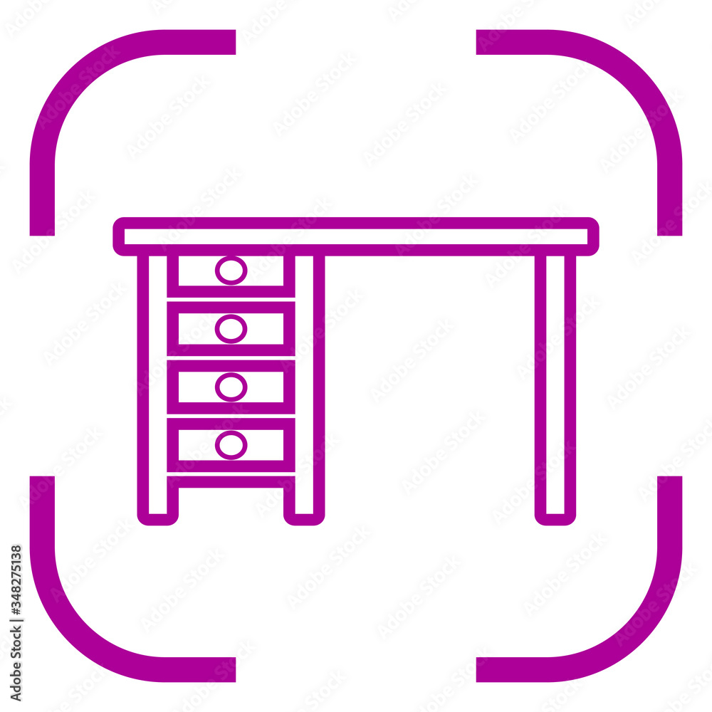 Table icon in purple focus. White background Table icon in purple focus. White background